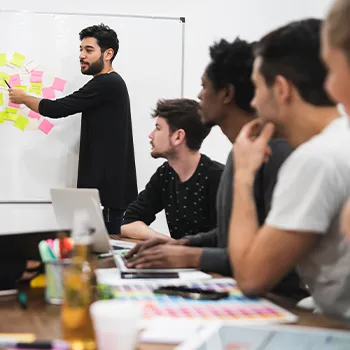 A group meeting inside the office