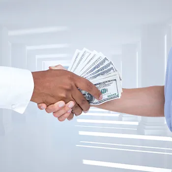 Venture Smarter | What is an LLC Registered Agent? (The Complete Guide) Shaking hands while holding money