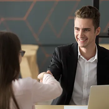 Shaking hands on a business interview