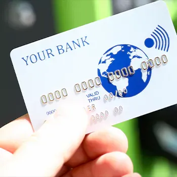 Close up image holding a bank card