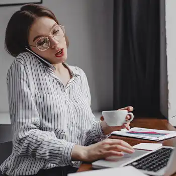 A woman multitasking