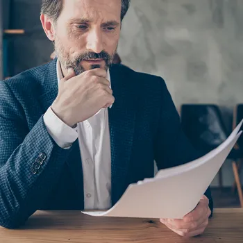 A man reading important documents