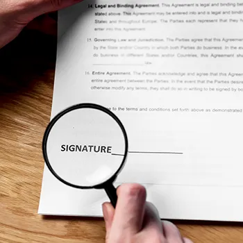 Signature using magnifying glass