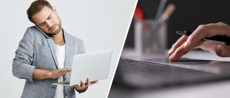 An employee in single member LLC working on a laptop