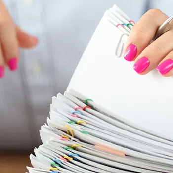 Stack of files being checked