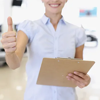 Woman giving thumbs up