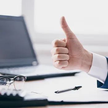 Giving thumbs up on a document