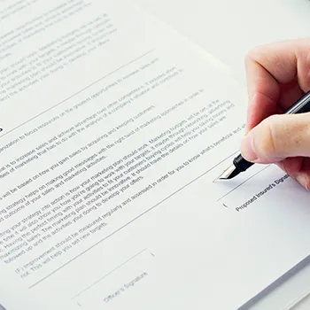 Writing a signature on terms and conditions