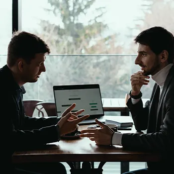 Two people having a meeting