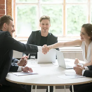 A meeting inside an office