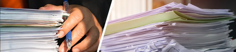 Stack of files on top of a table