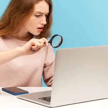 A woman conducting a North Carolina business name search