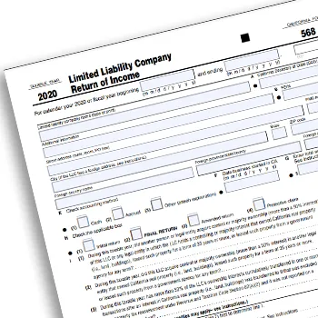 A single page of Form 568 with a shadow overlay