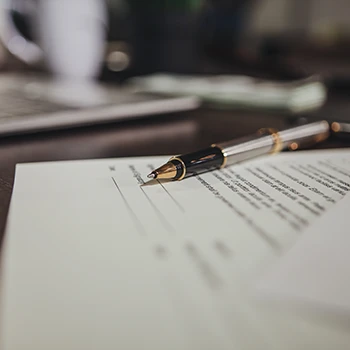 A document with pen on top of table