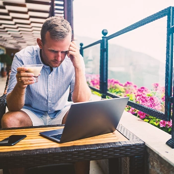 Man thinking seriously and concentrating in his work because he is forming a single member llc