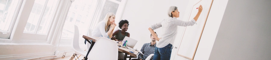 A group of women discussing on picking up an Alaska LLC name