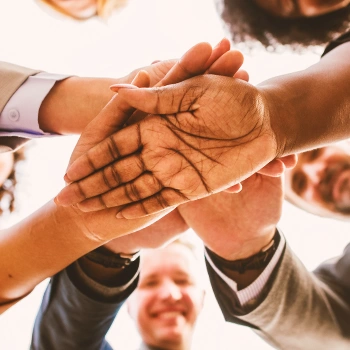 Office members joining hands