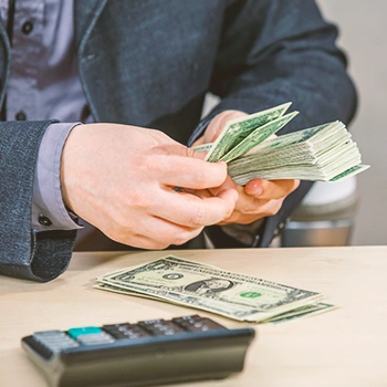 A man counting money