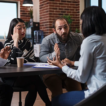 A meeting discussion inside the office