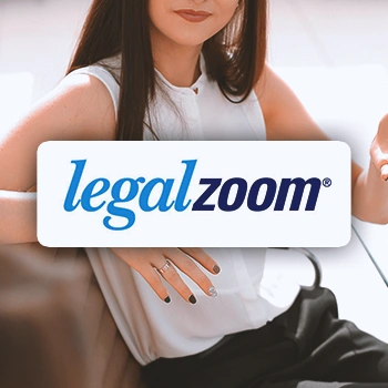 Legalzoom logo with a business woman in the background