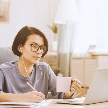 A woman looking up an LLC in New York