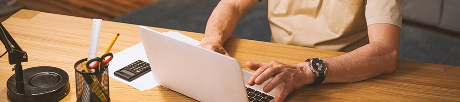 An office worker using a laptop