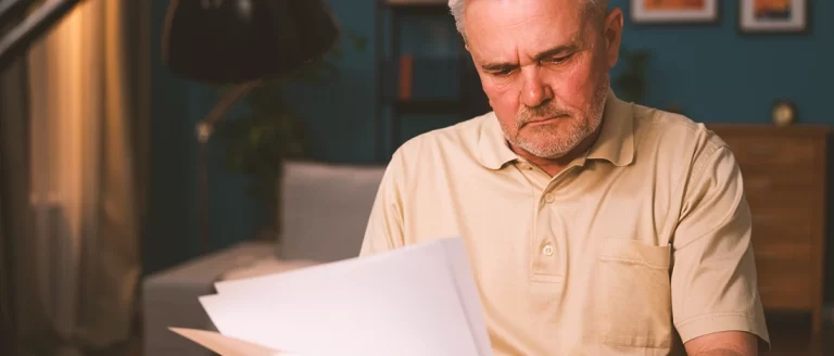 An office worker looking at paperwork