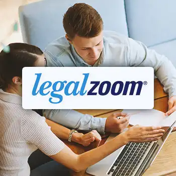 Legalzoom logo with coworkers doing work in the background