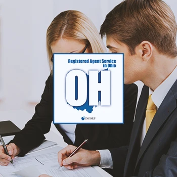 Ohio Registered Agents working on paperwork in the office