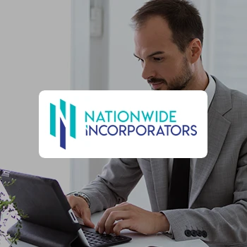 Nationwide Incorporators logo and a working business man in the background