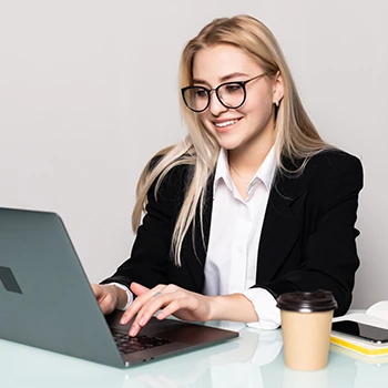 A woman entrepreneur working on her business name reservation