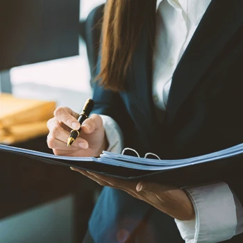 A company owner doing paper work for an employer identification number