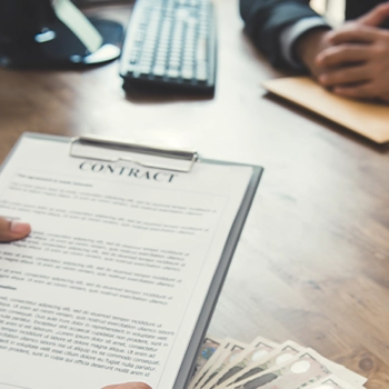 Businessman reading a contract