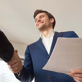 Bottom view of business persons having an agreement