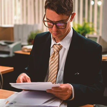 A person in the office handling paperwork to form an LLC in Idaho