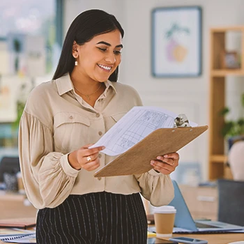 A person filing paperwork in person