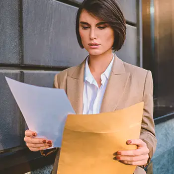 A person filing paperwork by mail