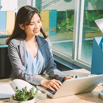 A person filing paperwork online