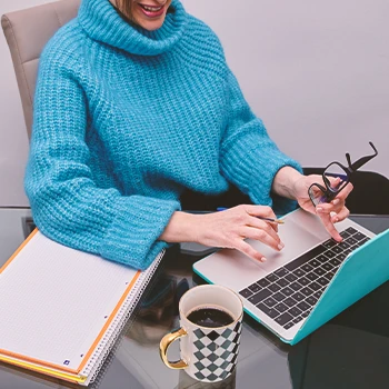 A person filing paperwork online