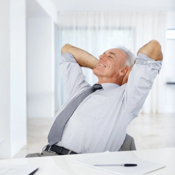 Guy relaxing showing peace of mind having a registered agent