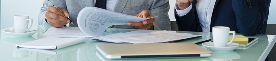 Two people working on a document