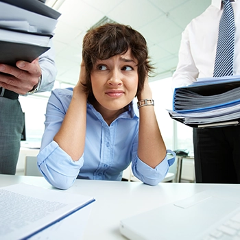 Stressed worker with backlogs