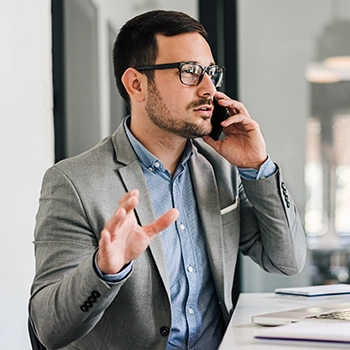 Registered agent talking on the phone