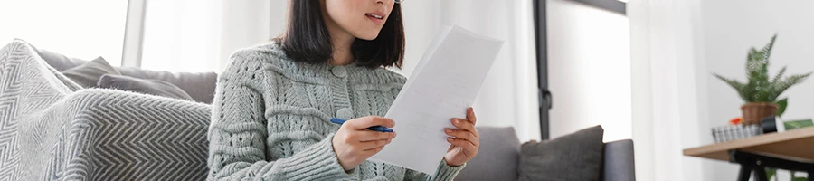 Woman reading documents