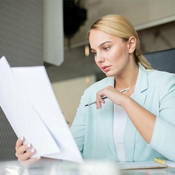 Woman reading document