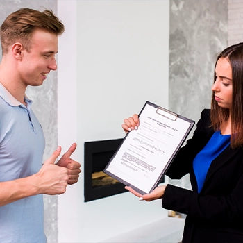 A registered agent showing a document