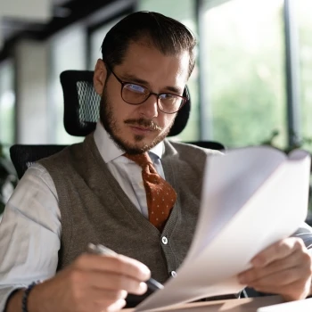 A man working on important papers