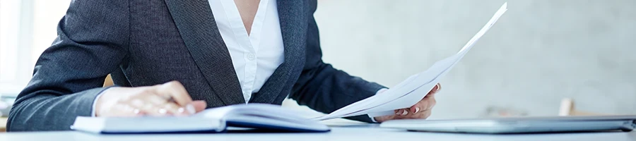 An employee working in an office