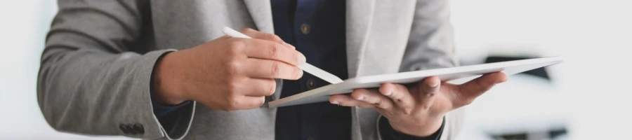 A man working on a tablet