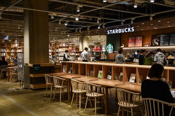 People sitting in a Starbucks shop